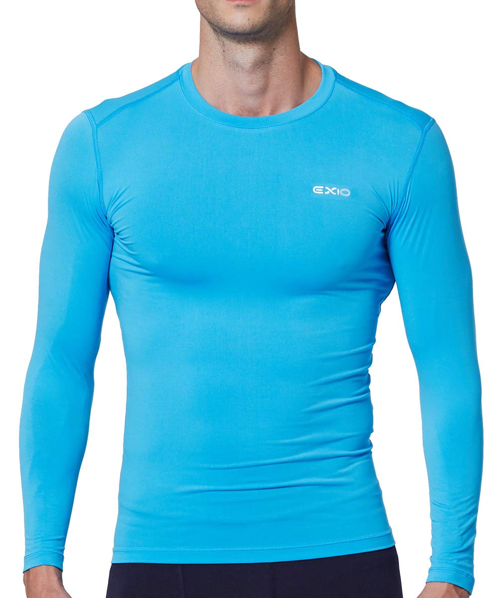 EXIO Japan Men's Compression Shirt Cool&Dry Baselayer/Underlayer Long Sleeve Top EX-R01 (X-Large, EXR01-SB)