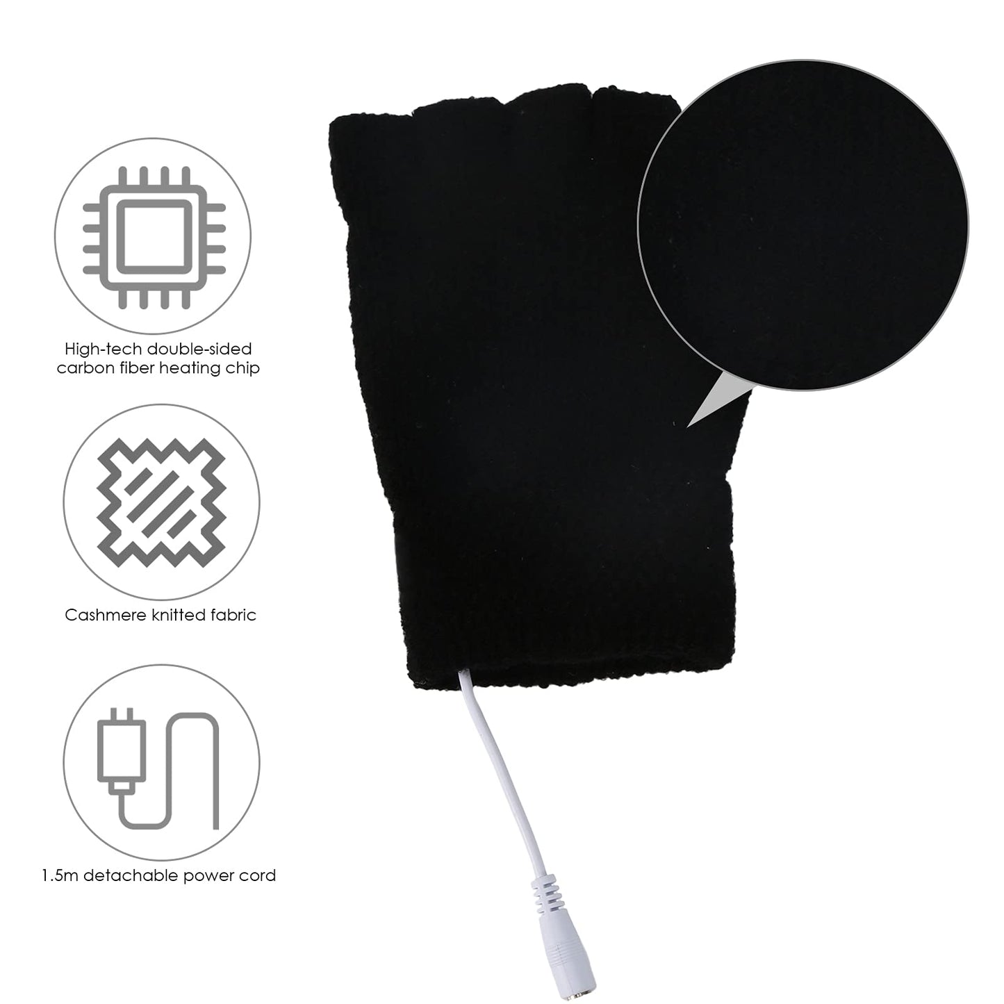 Yunnyp USB Heating Winter Gloves USB Heated Mittens Cashmere Gloves Knitting Hands Full& Half Heated Fingerless Heating Warmer for Women Men