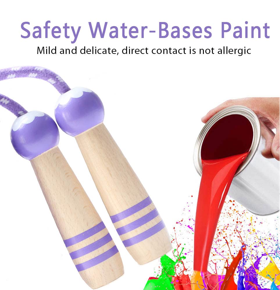 Jump Rope Kids,8.5ft Adjustable Cotton Skipping Rope with Wooden Handle for Boys and Girls Fitness Outdoor Exercise (Purple)