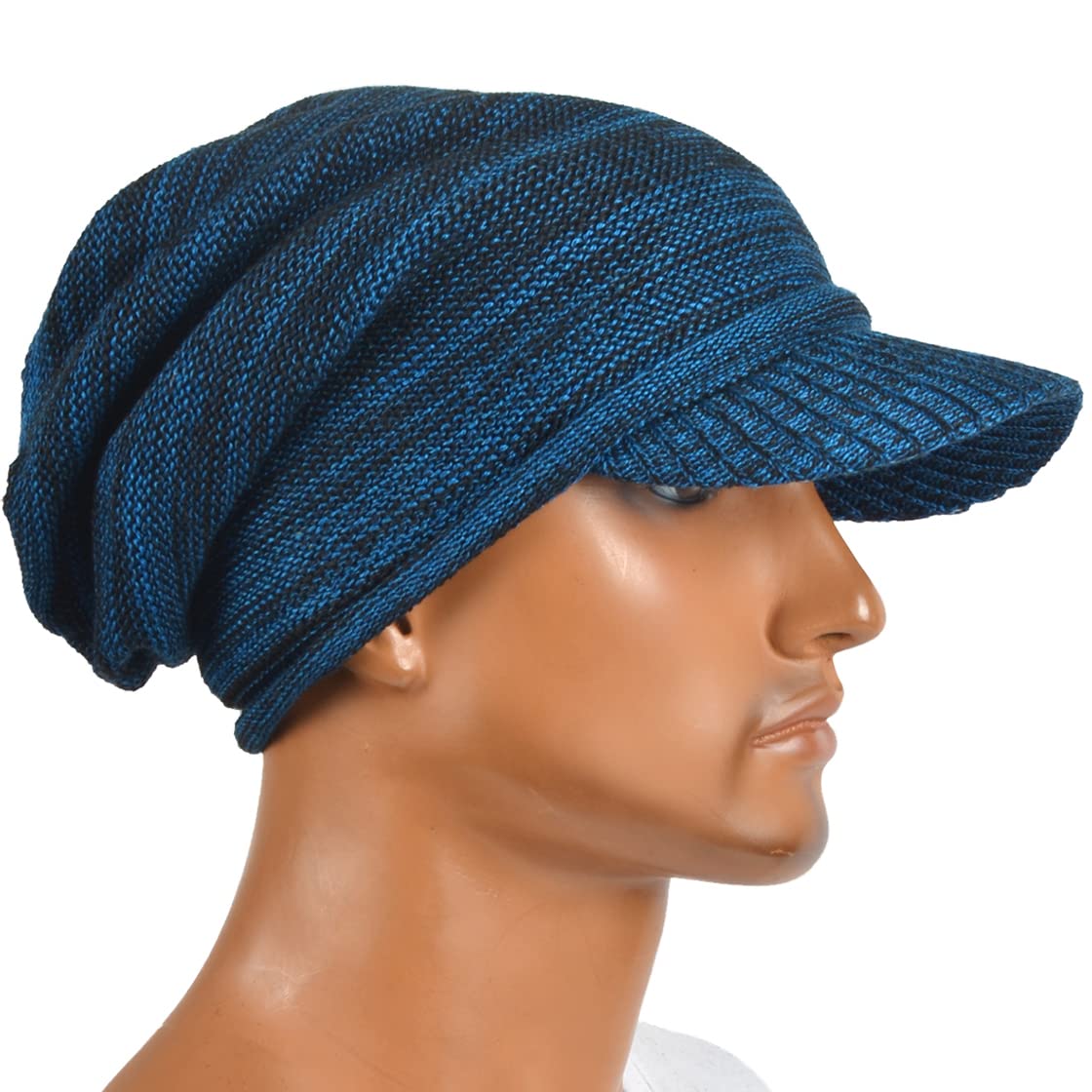 VECRY Men's Oversize Slouch Beanie Slouchy Skullcap Large Baggy Hat (Visor-Blue)
