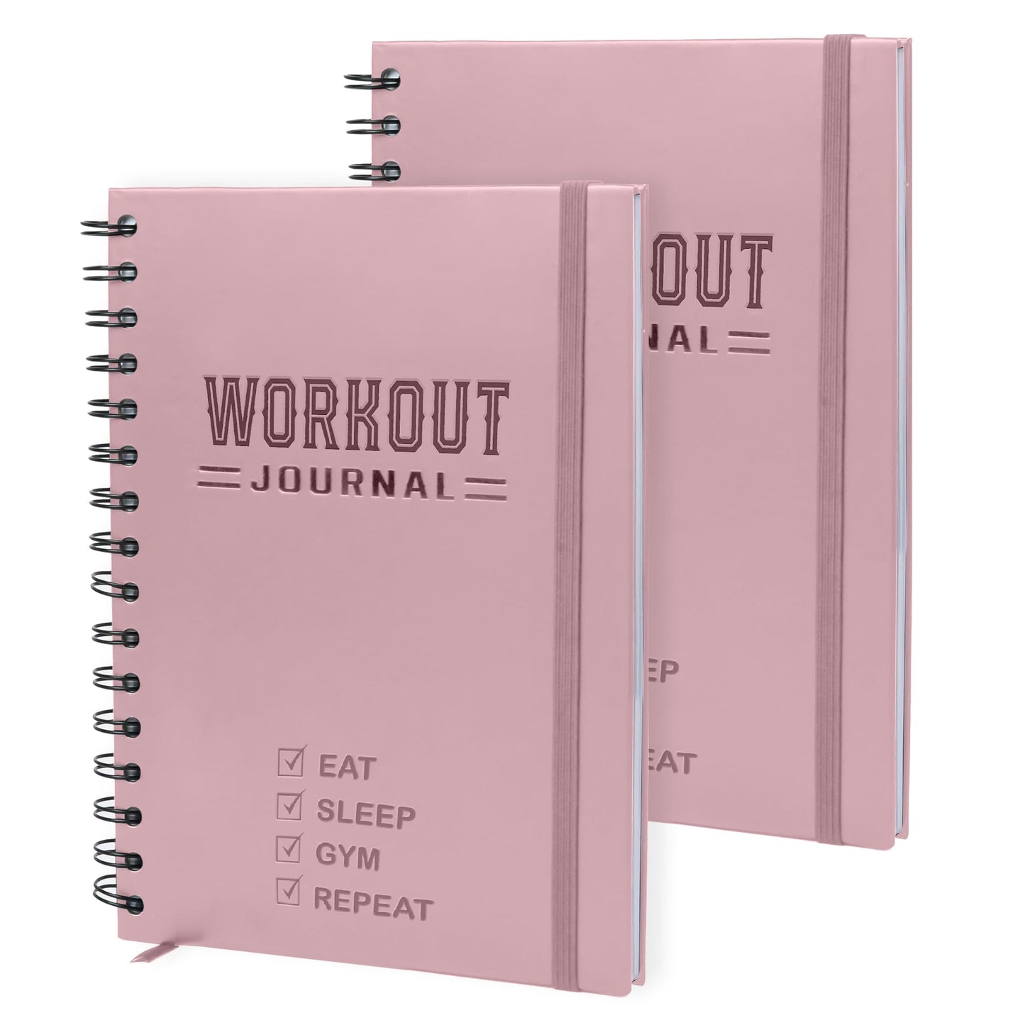 Hardcover Fitness Planner Workout Journal for Men & Women - Undated A5 Sturdy Fitness Log Book to Track Gym & Home Workouts - Pink Separately Packaged 2 Pieces
