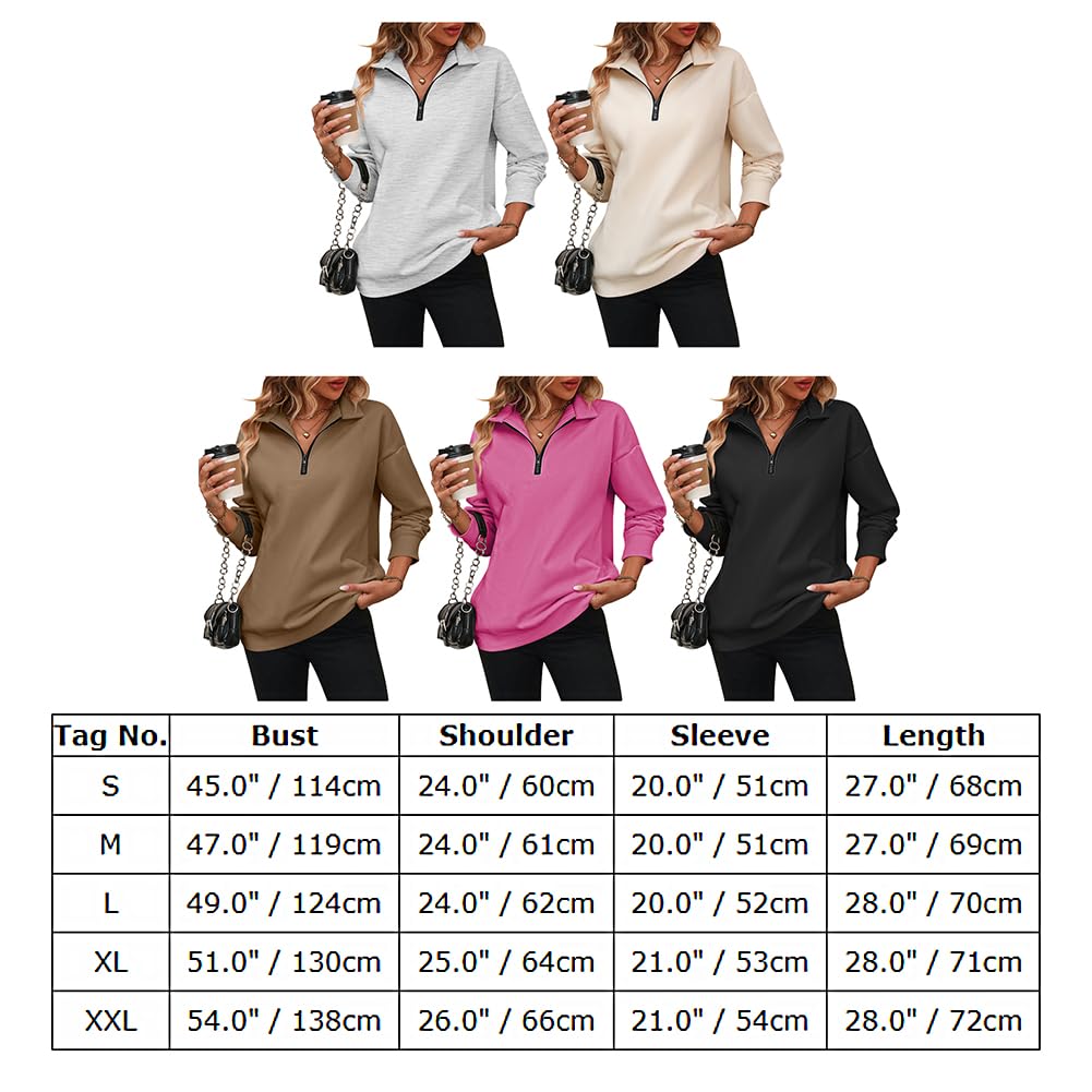 OBEEII Half Zip Sweatshirts for Women, Quarter Zip Long Sleeve Oversized Hoodies Sweaters Fleece Cropped Pullover Top for Teen Girl Y2K Fall Winter Clothes Black XXL