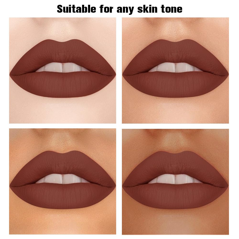 Dark Red Brown Matte Lipstick Crayon Pencil Set,Velvet Lip Stick for Women 24 Hour Long Lasting Waterproof Lip Liner,Magic Lipstick 24 Hours Original Lip Liner Makeup Stain Long Lasting Waterproof