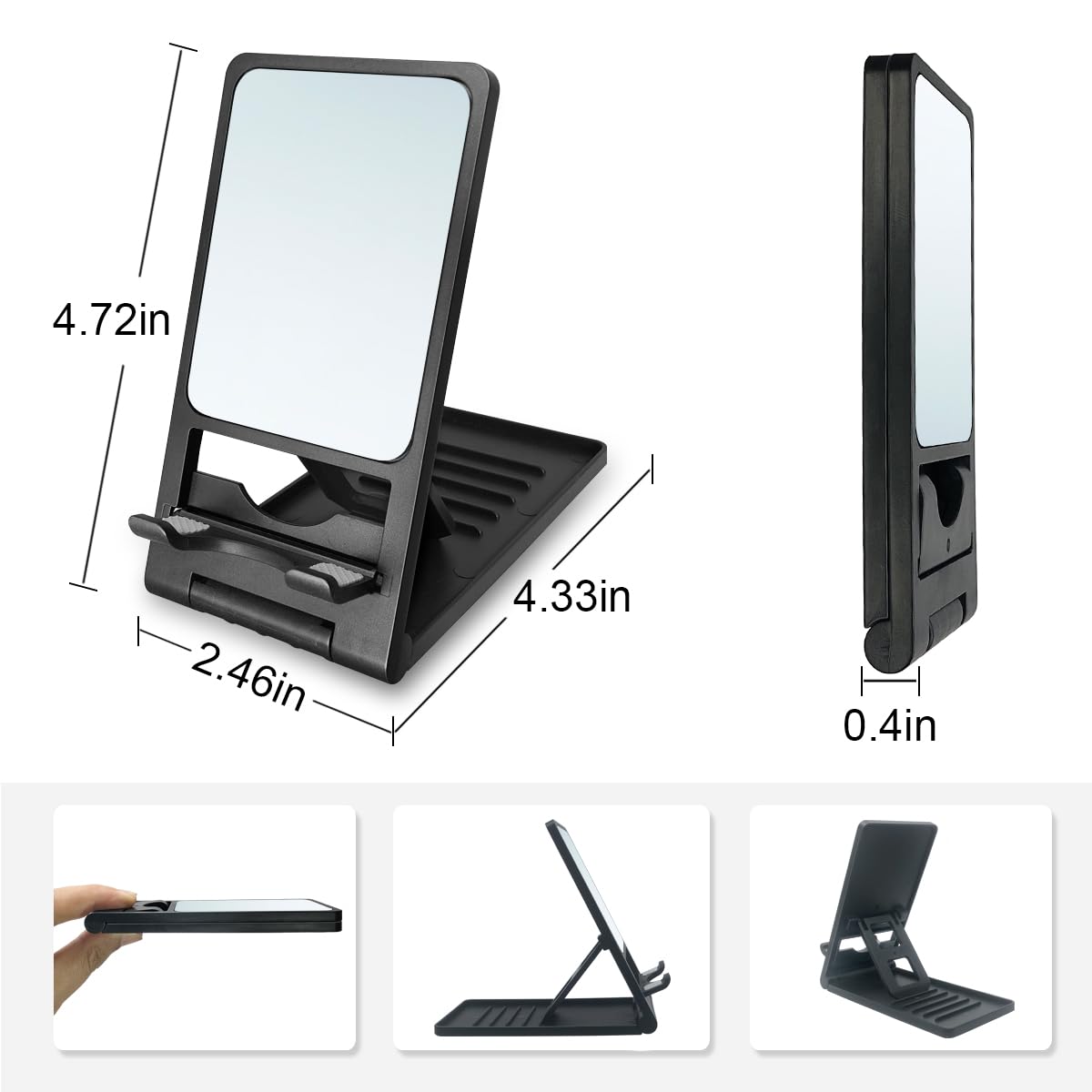 NZRAQK Folding Cell Phone Stand, Foldable Phone Holder for Desk Compatible with Smartphones 15 14 13 12 11 Pro Xs Xs Max Xr X 8, Nintendo Switch, Black