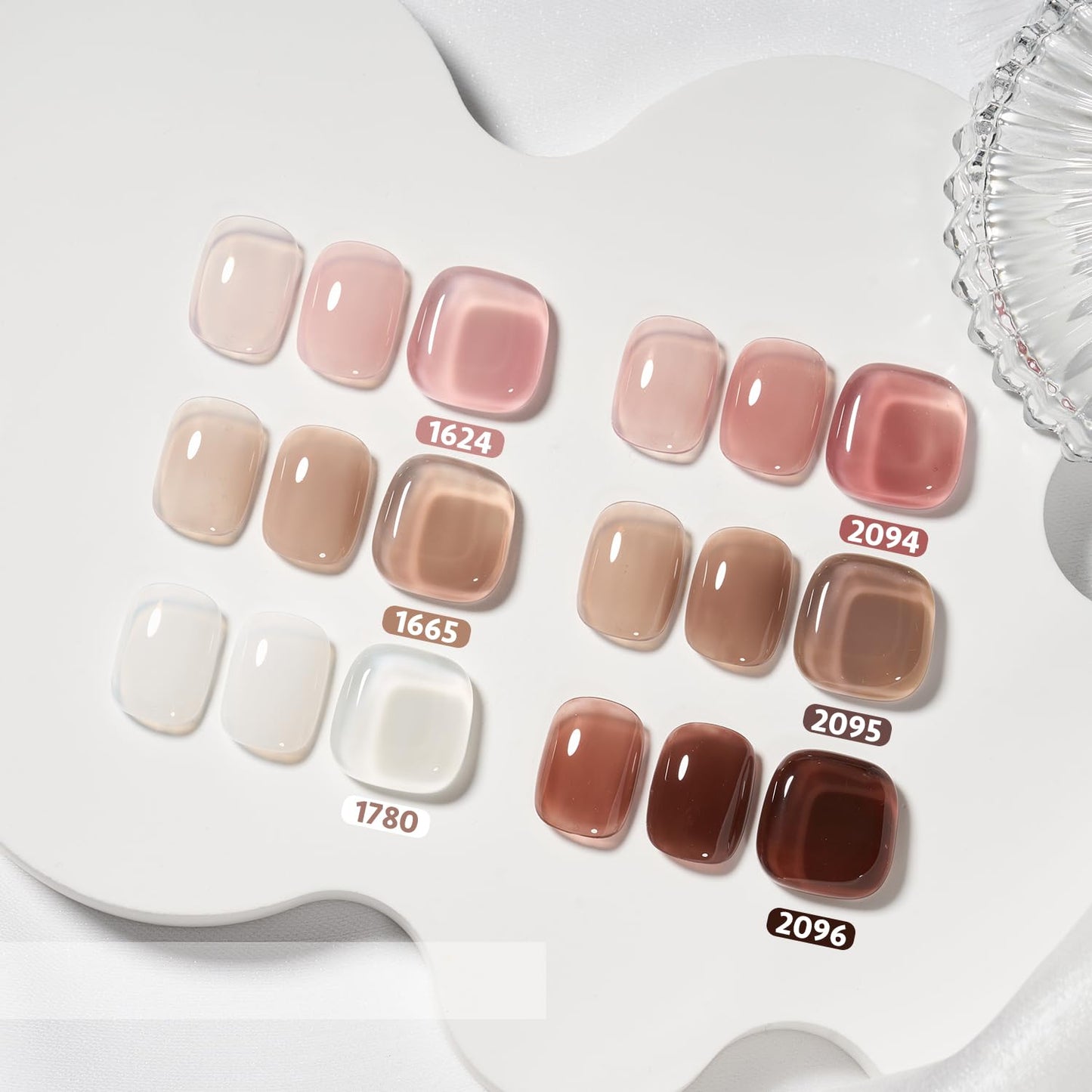 GAOY Rose Brown Jelly Gel Nail Polish of 6 Transparent Brown Pink Whiter Colors Sheer Gel Polish Kit for Salon Manicure and Nail Art DIY at Home