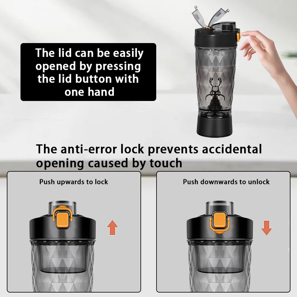 Electric Protein Shaker Bottle, USB Rechargeable Mixing Cup, Water Drink Mixer Portable Bottles for Gym Sport, BPA-Free Tritan, 22oz