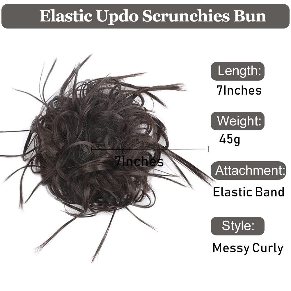 HMD Tousled Updo Messy Bun Hair Piece Hair Extension Ponytail With Elastic Rubber Band Updo Extensions Hairpiece Synthetic Hair Extensions Scrunchies Ponytail Hairpieces for Women