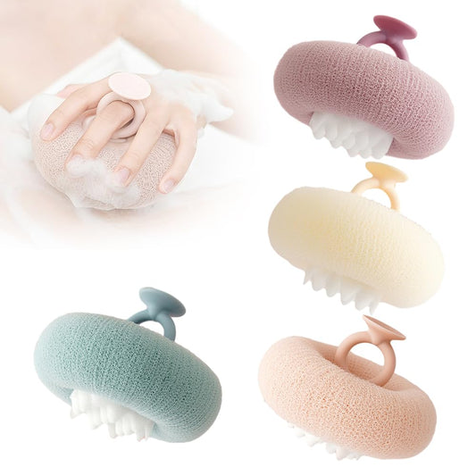Super Soft Sunflower Suction Cup Bath Ball, 2024 Upgraded 2-in-1 Sunflower Bath Ball Exfoliating Bath Sponge Cleaning Brush, Sponge Mesh Pouf Shower Ball for Women, Men Shower (Colorful-4)