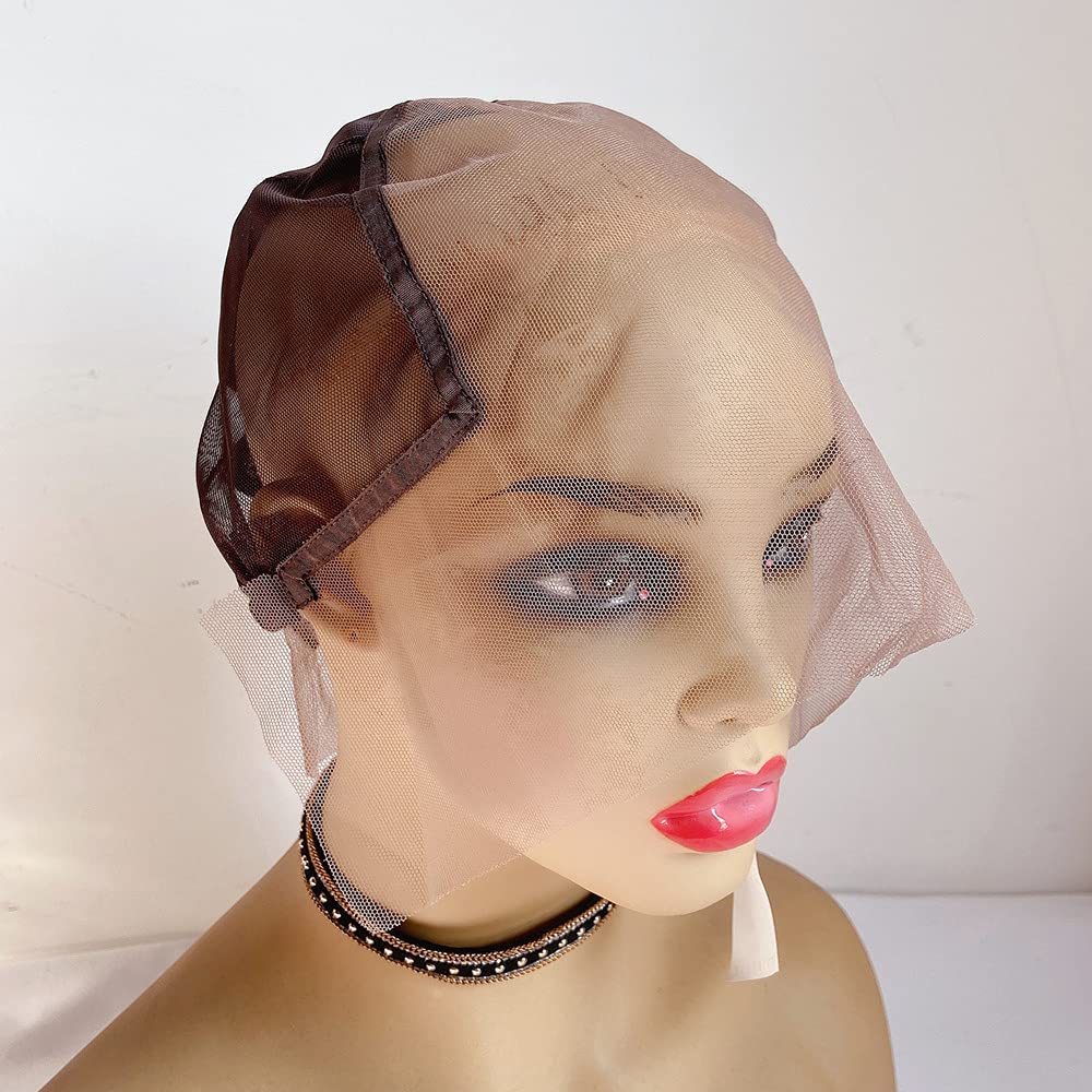 FENJUN HAIR 13x6 Lace Front Wig Caps for Making Wigs with Adjustable Straps Swiss Lace Medium Brown and Medium Size Glueless Weaving Cap Wig Base for Ventilating or Knotting