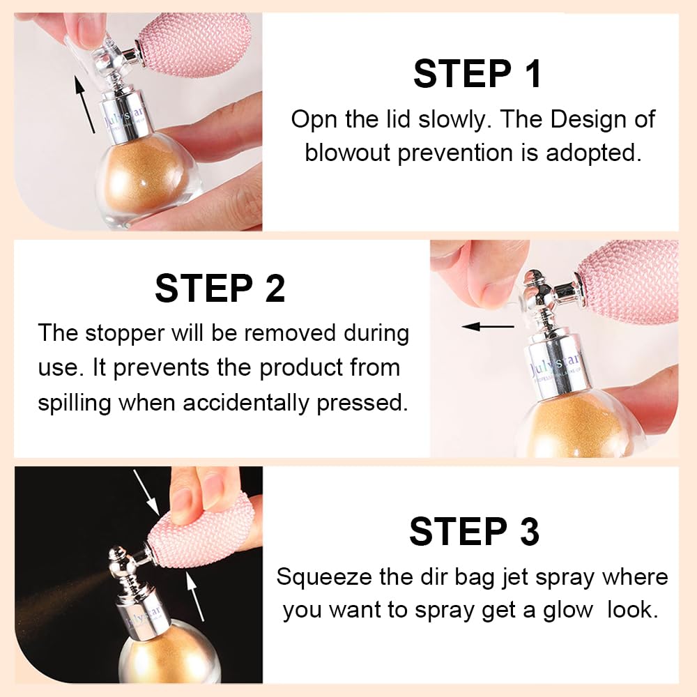 Shiny Glitter Spray for Face and Body, Highlighter Powder Mist, Longwear Waterproof High Gloss Shimmer Makeup for Music Rave Festival, Performance, Wedding Party (#4, Bronze)