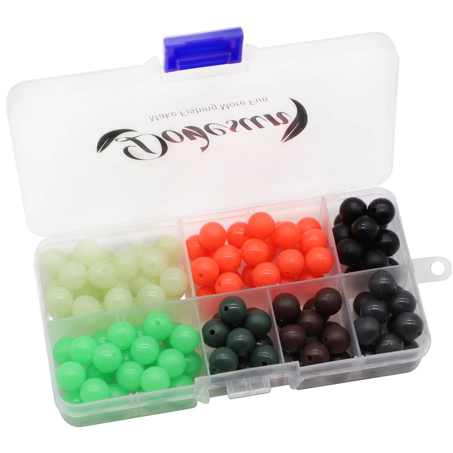 Dovesun Soft Rubber Fishing Beads Fishing Accessories Fishing Bait Eggs 7 Colors Round Fishing Beads with Fishing Tackle-Box 0.39in(120pcs)