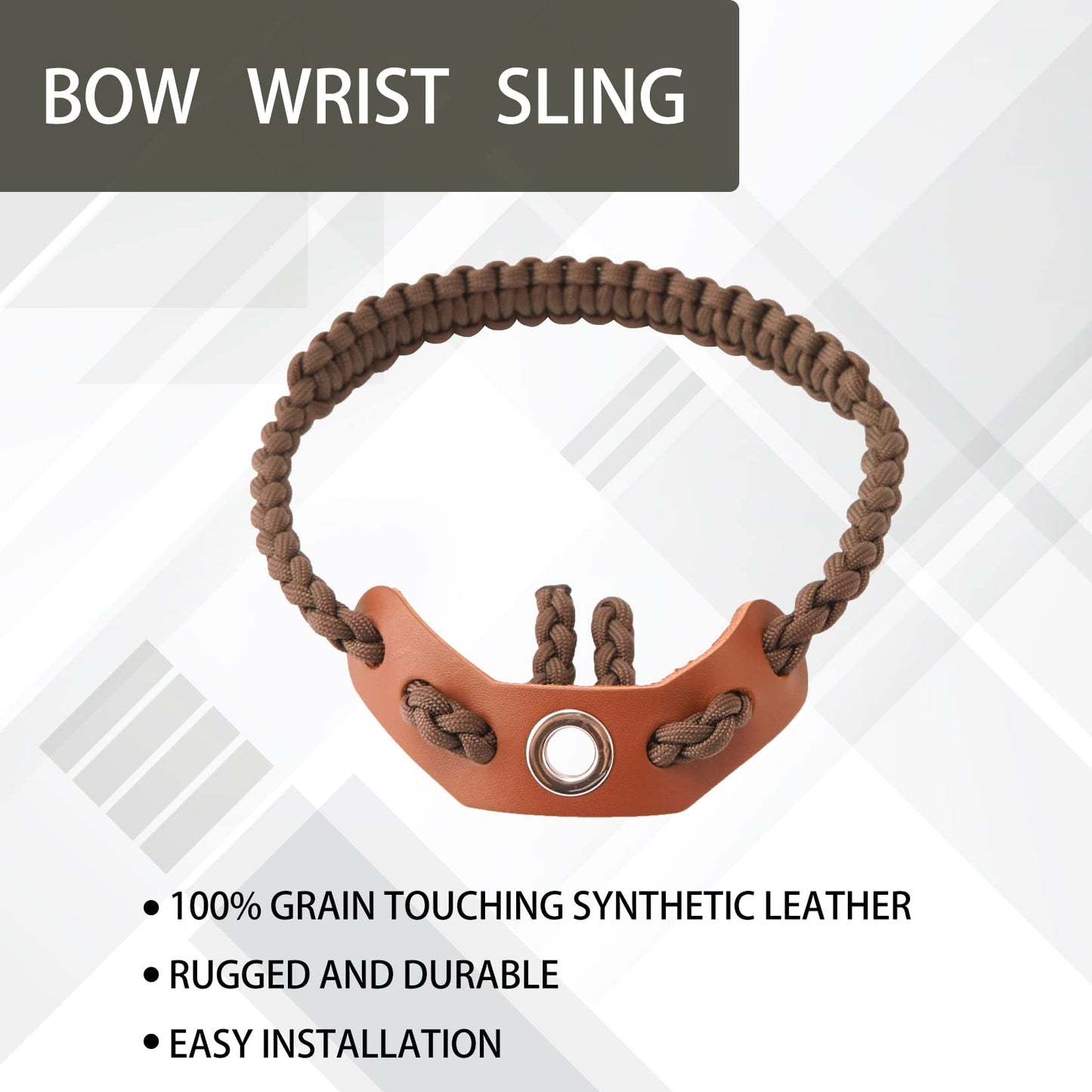 Elm Ray Archery Bow Wrist Sling 550 Paracord,Durable 100% Full Grain Leather with Strong Metal Grommet,Comfortable and Light,Fit Compound Bow Stabilizer & Recurve (Brown)