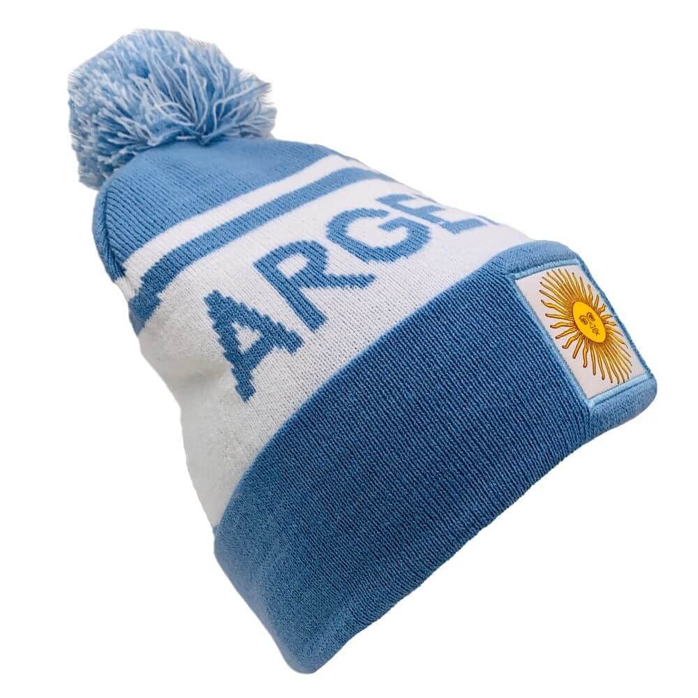 COUVER Soccer Team Country Beanie Pom Pom Beanie, Cuff 12 inch - Argentina Light Blue