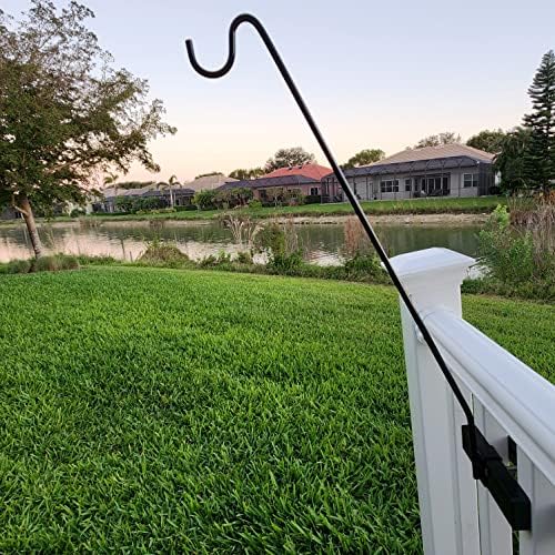 Premium - One Piece Pole - Long Hook Kits Ideal for Bird Feeders, Lighter Flower Baskets, Chimes, etc. for Vertical Spindled Deck Railings Only (27" Upright) Heavy Duty Hanger