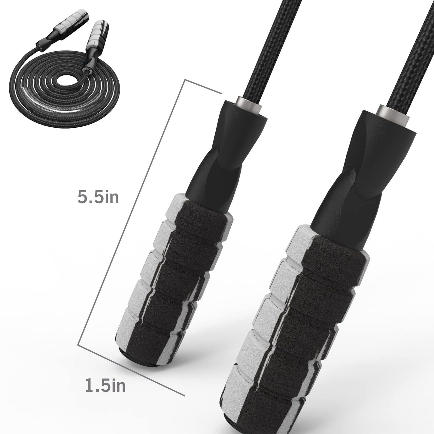 FITMYFAVO Jump Rope Cotton Adjustable Skipping Weighted jumprope for Women，Adult and Children Athletic Fitness Exercise Jumping Rope (Black)