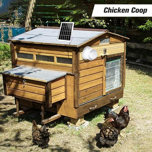 Solar Powered Exhaust Fan, 15W Solar Panel + 6" Ventilation Vent Fan for Outside Greenhouse, Chicken Coop, Shed, Pet House