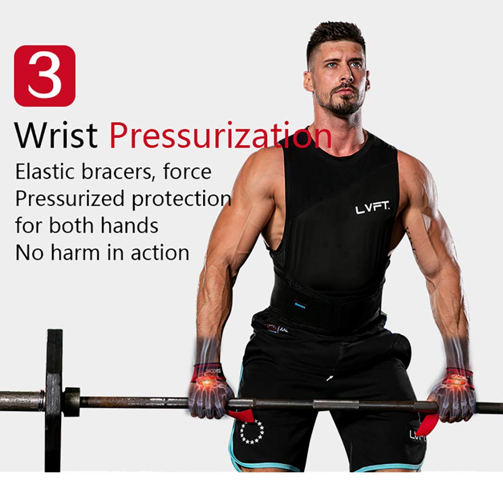 SKDK Cotton Hard Pull Wrist Lifting Straps Grips Band-Deadlift Straps with Neoprene Cushioned Wrist Padded and Anti-Skid Silicone - for Weightlifting, Bodybuilding, Xfit, Strength Training (Red)