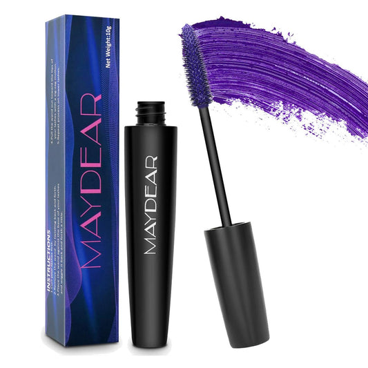 Maydear Purple Mascara for Eyelashes, Waterproof Colored Mascara Long Lasting Smudgeproof Color Mascara for Women Fast Dry Lengthening Eye Makeup Party Stage Use