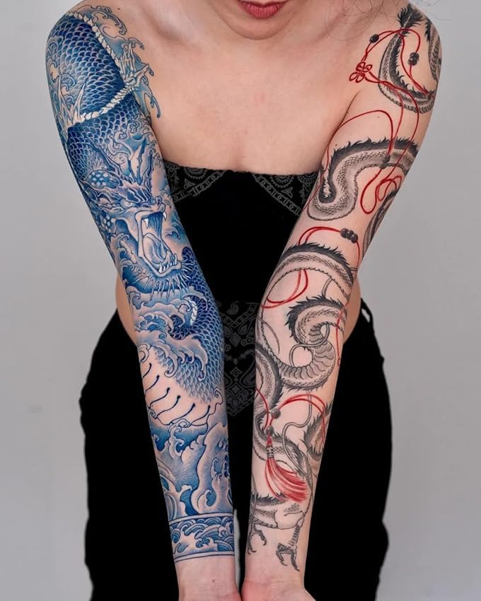 Large Temporary Tattoos Women Temporary Neck Tattoos Temporary Realistic Flower Chest Tattoo for Adults (TS08)