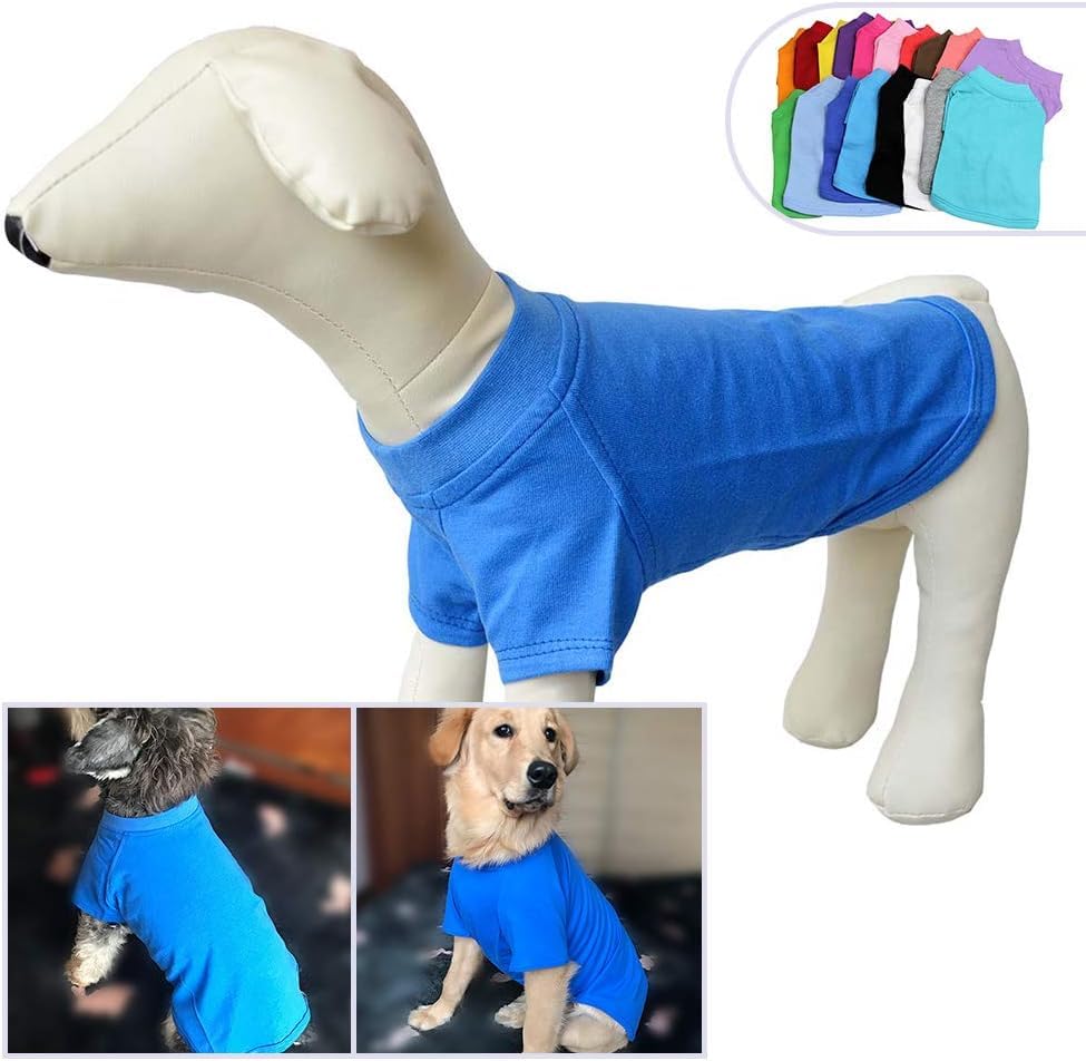 Lovelonglong Pet Clothing Dog Costumes Dachshund Clothes Blank T-Shirt Tee Shirts for Dachshund Dogs,Corgi 100% Cotton Blue D-S