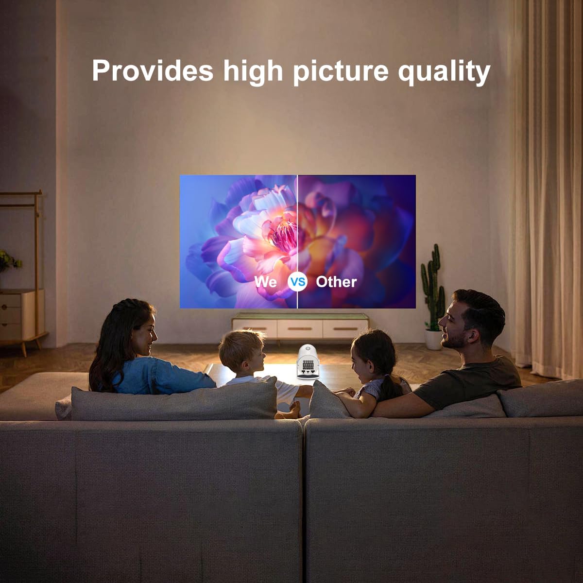 HY300 Mini Projector,Ceiling movie projector ，Manual focusing, Compact Design for Home Theater, Outdoor Movies, Presentations, and Gaming. (white)