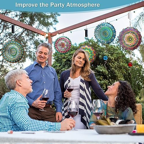 Wind Spinner Mandala Peacock - 12In Laser Cut Stainless Steel Wind Spinners Outdoor, 3D Kinetic Hanging Sculpture, Rustproof Metal Garden Decor Yard Art, Unique Gift for Women, Men, Holidays