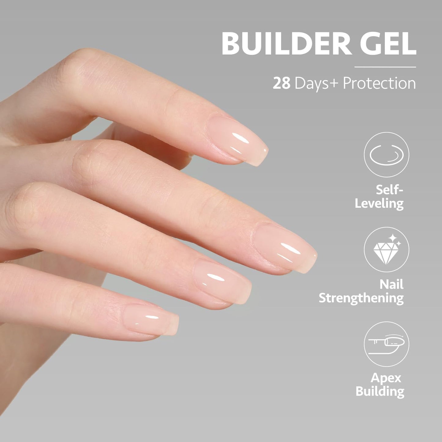 GAOY Builder Gel for Nails, 16ml Nail Strengthener in a Bottle, Nail Extension Hard Gel, Soak Off Long Lasting UV Gel, 1959 Milky Pink, Base Coat Top Coat Needed
