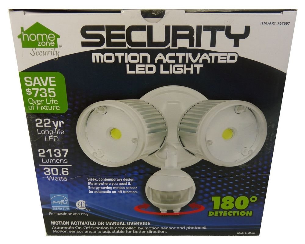 Home Zone 64321 Mark 1 Outdoor LED Flood Security Light, 30W, 2200 Lumen, White