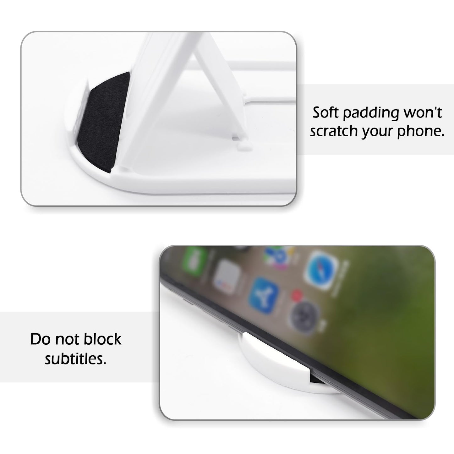 Cell Phone Stand，2Pack Portable Foldable Desktop Cell Phone Holder, Adjustable Universal Multi-Angle Cradle Stands for Tablet iPad iPhone 15 14 13 12 11 X/xr/xs max Samsung Galaxy, Black and White