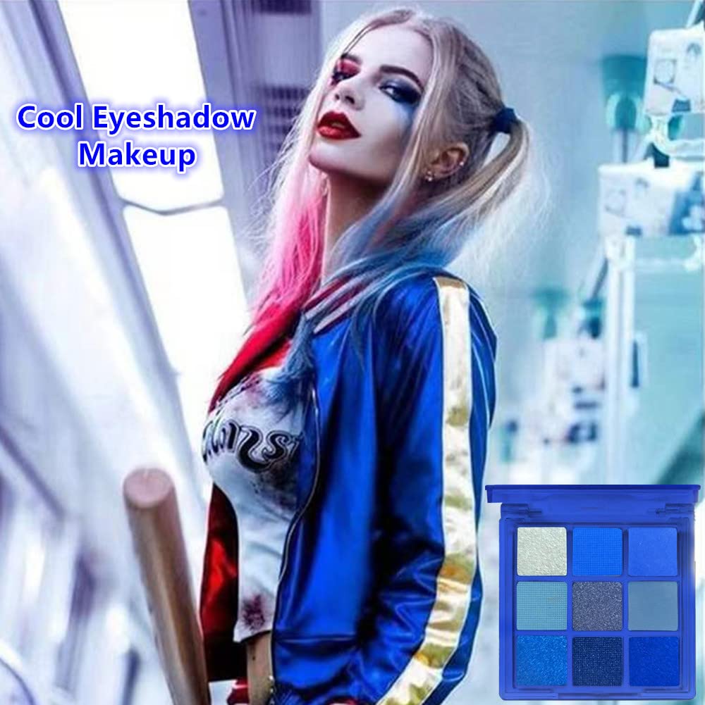 Go Ho 9 Style Blue Grey White Powder Makeup Eyeshadow Palette,Matte & Pearl Shimmer Design Waterproof Cool Blue Eye Eyeshadow Palette for Women&Girls(Blue)