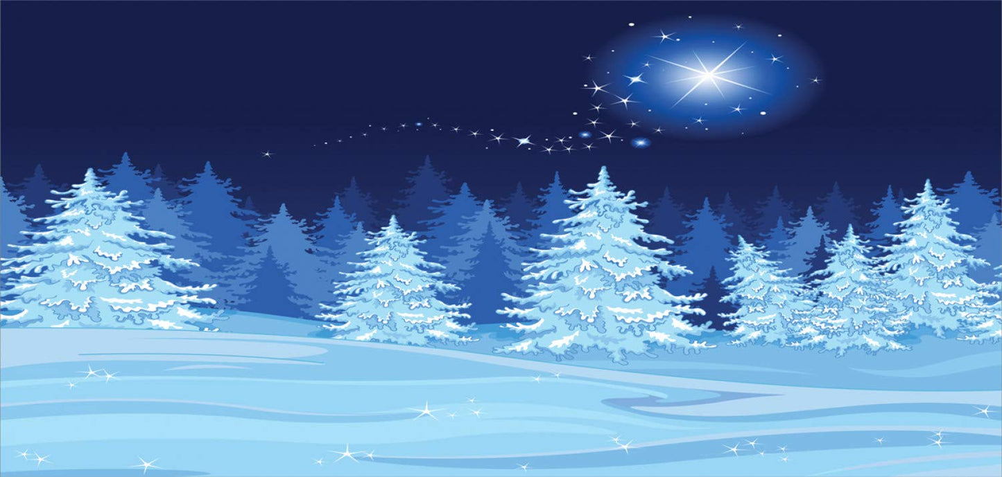 Lunarable Winter Scene Mug, Pine Trees Snowfall in Forest at Night Print, Ceramic Coffee Mug Cup for Water Tea Drinks, 11 oz, Indigo Blue