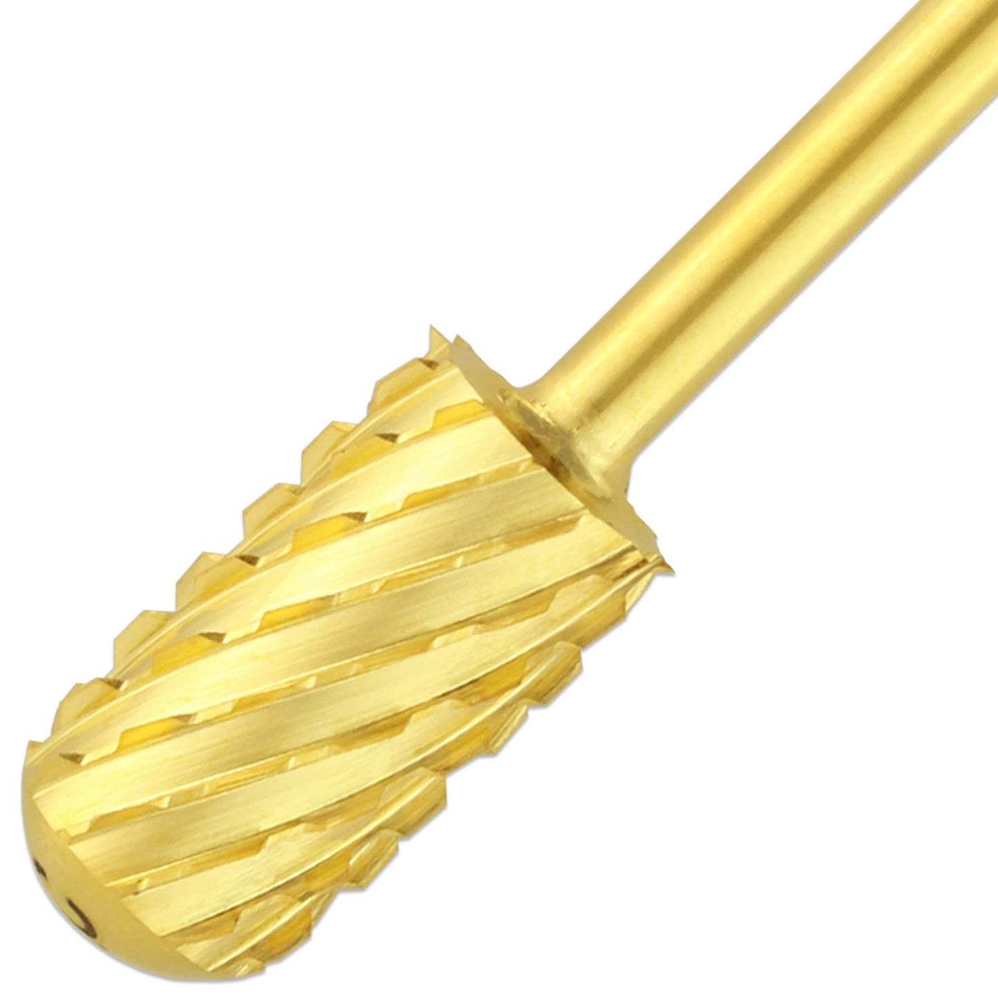 PANA 3/32" Large Smooth Round Top Safety Carbide Nail Drill Bit for Gel Polish & Acrylic Removal Nail Salon Manicure Pedicure Electric File Tools (Large Barrel - Gold, 3X Coarse)