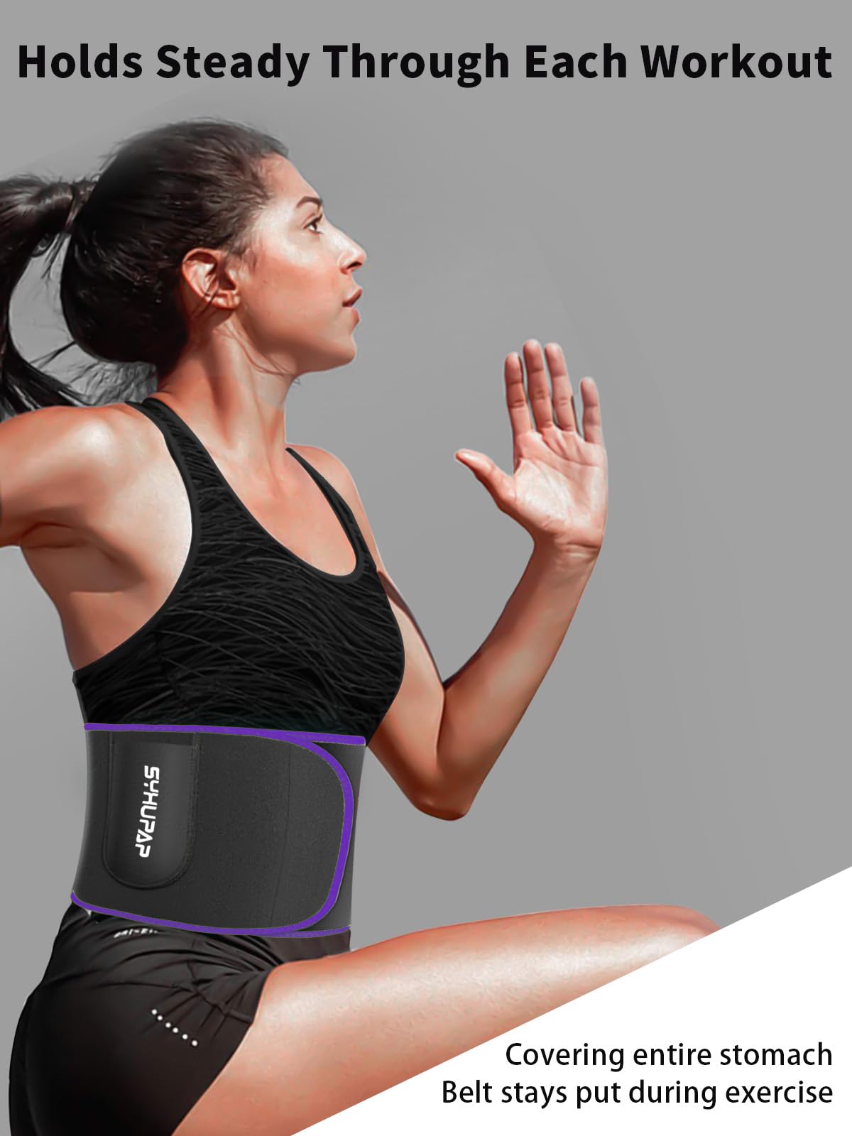 SYXUPAP Waist Trimmer for Women and Men,Waist Trainer for High-Intensity Training & Workouts, Size M Purple