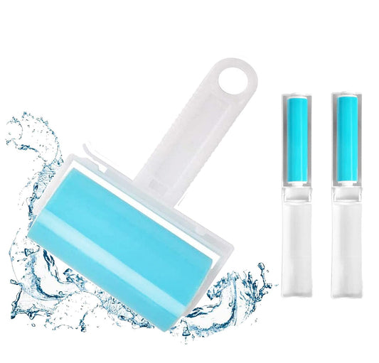 Sticky Lint Roller 3 Pack, Reusable Washable Lint Roller Pet Hair Remover Include Large and Small Size Cleaner for Clothes, Pet Hairs, Carseats