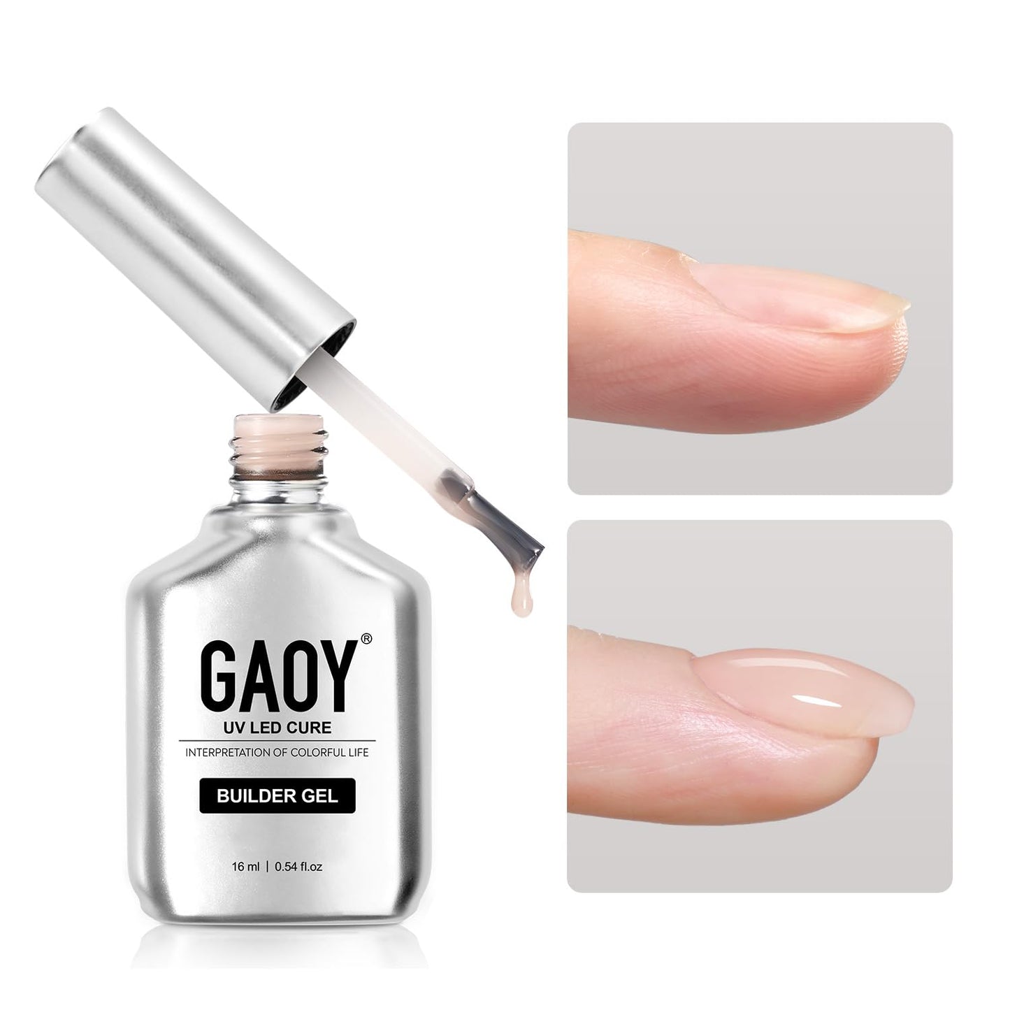 GAOY Builder Gel for Nails, 16ml Nail Strengthener in a Bottle, Nail Extension Hard Gel, Soak Off Long Lasting UV Gel, 1959 Milky Pink, Base Coat Top Coat Needed