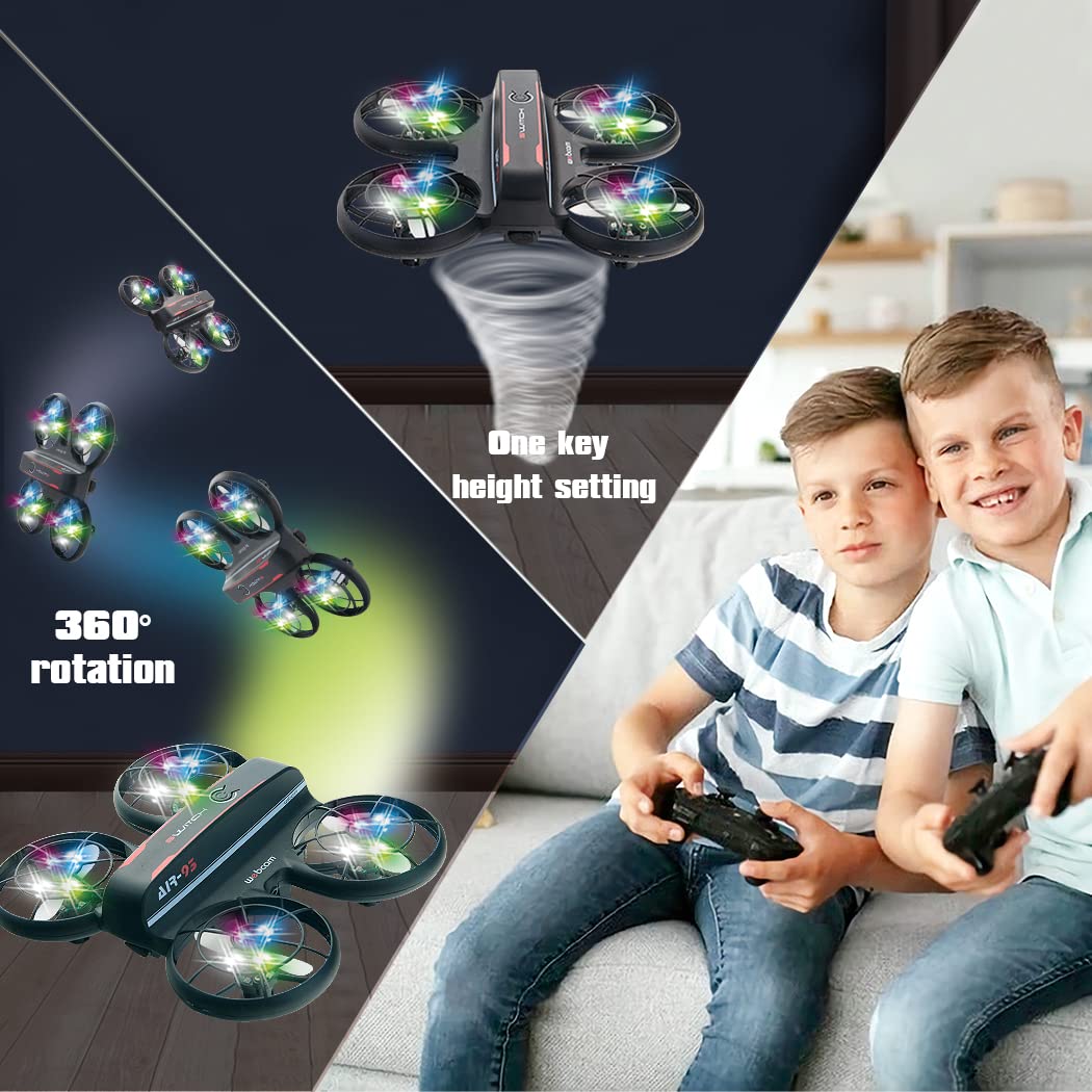 JIETENGFEI RC Drone with Altitude Hold and Headless Mode,Quadcopter with Blue&Green Light,Propeller Full Protect,2 Batteries and Remote Control,Easy to fly Kids Gifts Toys for Boys and Girls