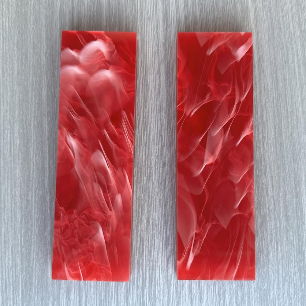 Uotowell Pre-Cut Epoxy Resin Scales Blanks for Decorative Inlays in Guitar Bodies, Necks, Engraved Knife Handle and Gun Grips - Cherry