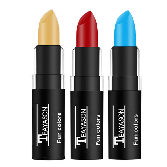 Go Ho 3 PCS Makeup Party Face Paint Cream-Blendable Stick - Blue Red Yellow Face Body Paint Professional Halloween SFX Makeup,Safe Facepaint Nose&Lip Smacking for Sports Festival Party