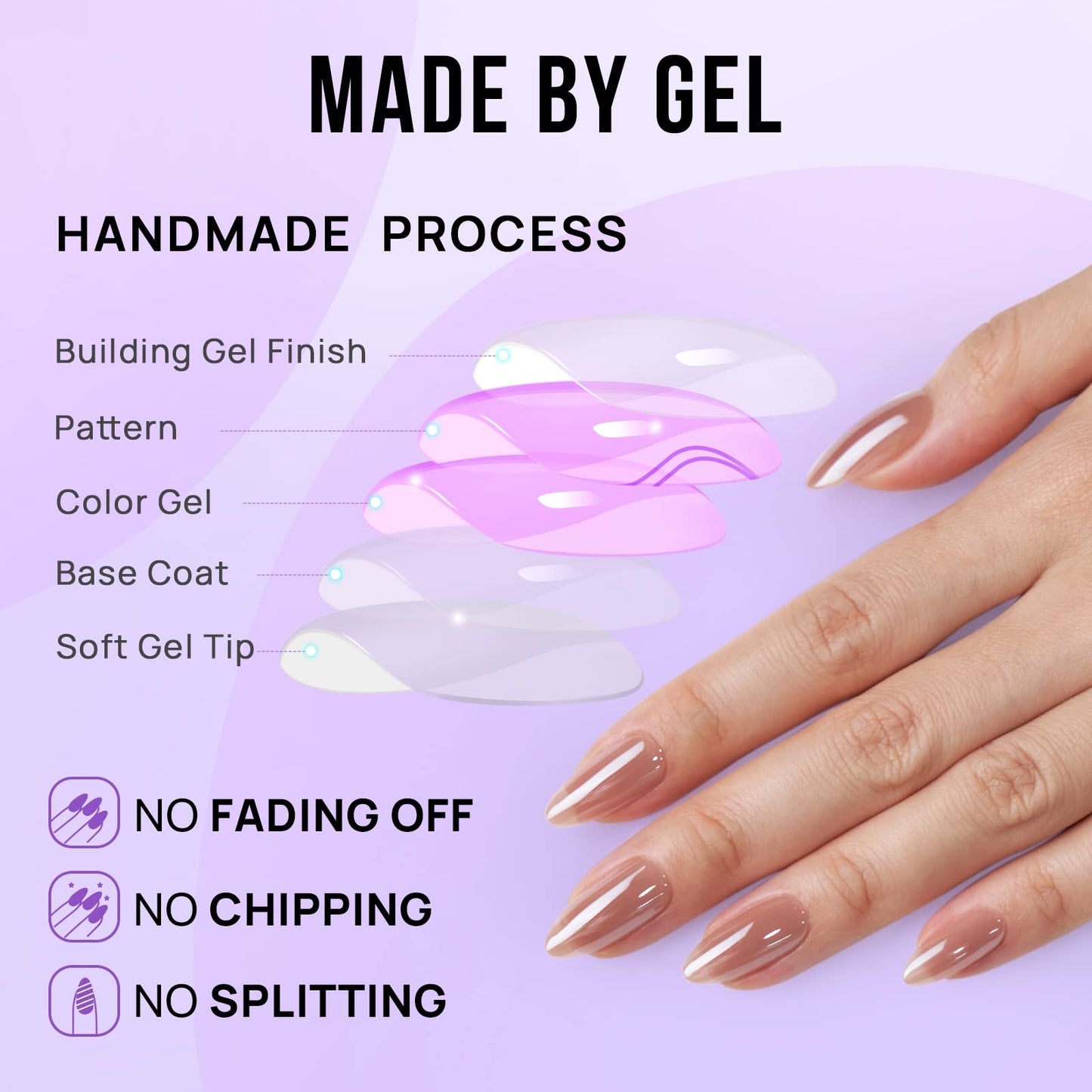 BTArtbox Press On Nails Almond - Fall Press on Nails Meidum Chrome Nails, Light Weight & Fit Perfectly, Fake Nail with Nail Glue, Brown Glue On Nails in 15 Sizes, Chocolate Glazed