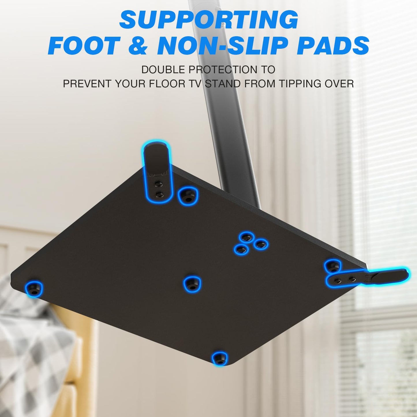 Rfiver Swivel Floor TV Stand with Mount for 32-60 inch TVs up to 88 lbs, Height Adjustable Tall TV Stand with Wood Base, Saving Space Design for Bedroom, Living Room and Corner, Max VESA 400x400mm