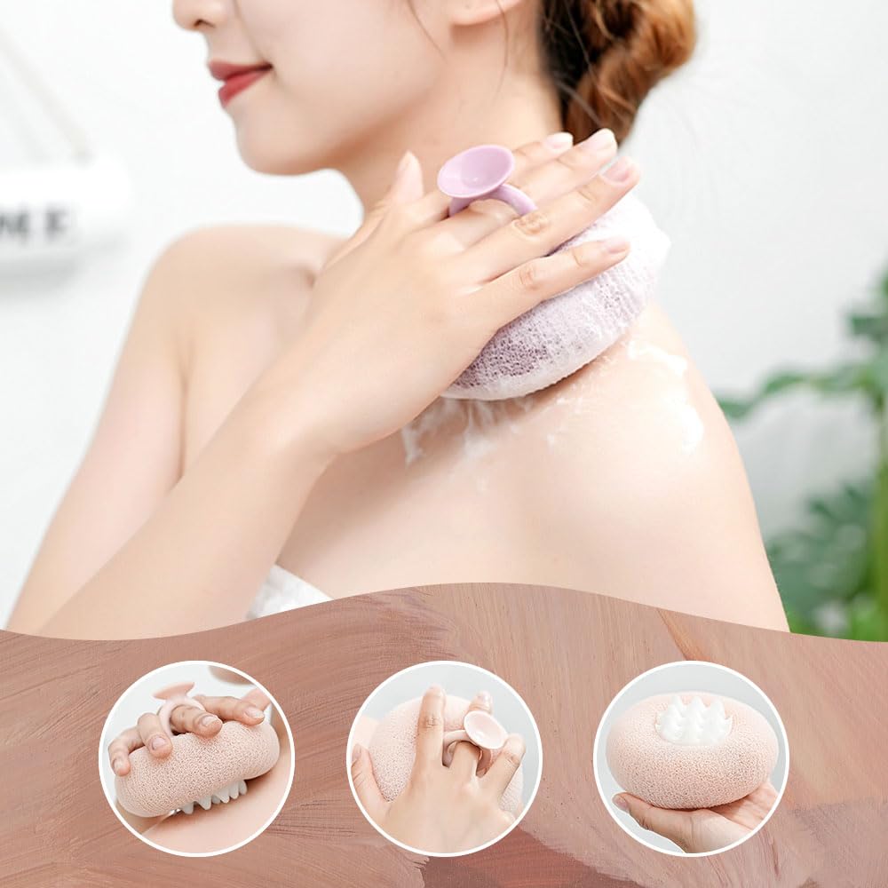 Super Soft Sunflower Suction Cup Bath Ball, 2024 Upgraded 2-in-1 Sunflower Bath Ball Exfoliating Bath Sponge Cleaning Brush, Sponge Mesh Pouf Shower Ball for Women, Men Shower (Colorful-4)