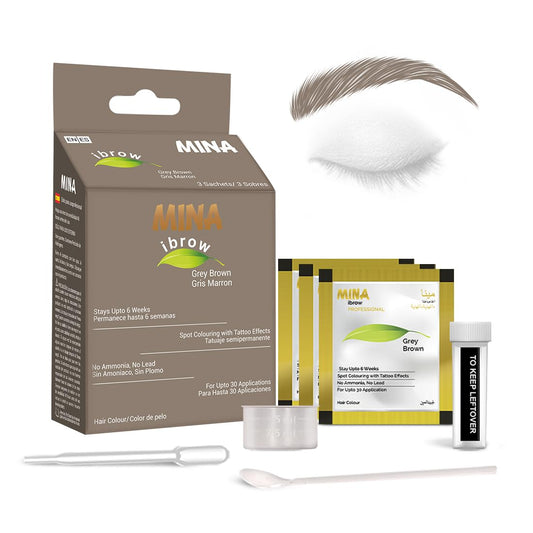 Mina ibrow Hair Color Gray Brown|Long Lasting Natural Spot coloring and Hair Tinting Powder, Water and Smudge Proof | No Ammonia, No Lead with 100% Gray Converge|Vegan and Cruelty free
