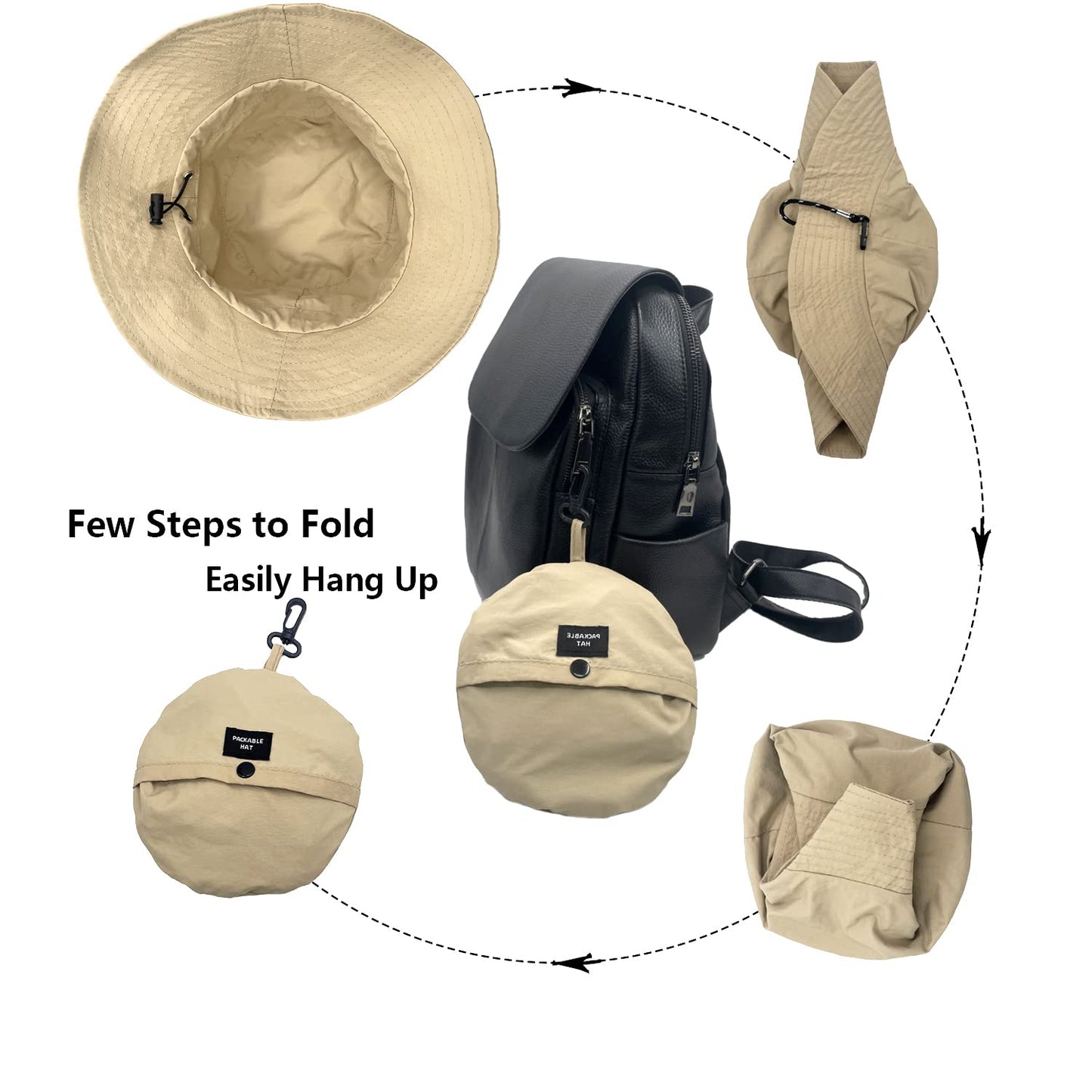 woogwin Waterproof Bucket Rain Hat with Chin Strap Quick Dry Packable Boonie Sun Hat Safari Hat UV Protection(Khaki)