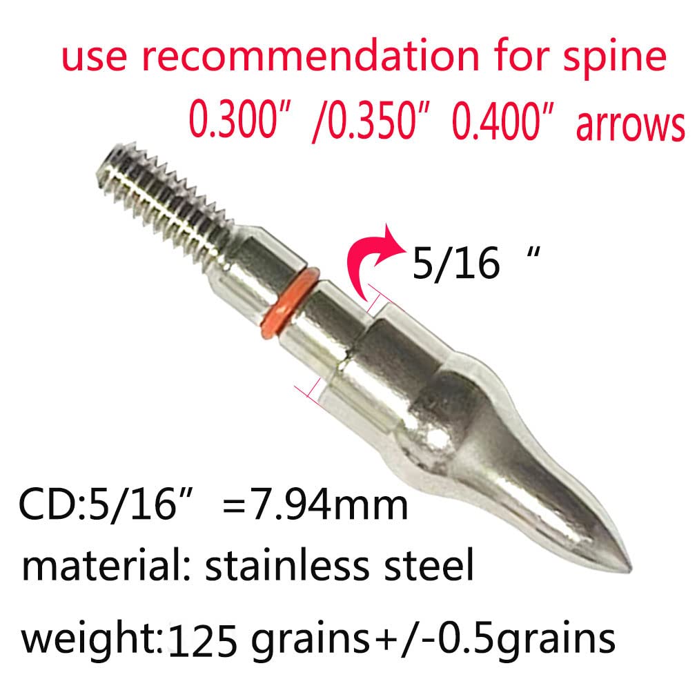 Field Points arrowheads 125 Grains Archery Field Points, 5/16'' Stainless Steel Screw in Archery Field Tips and Broadheads (1 Dozen 12 PCS), 2.9x2.3x0.6