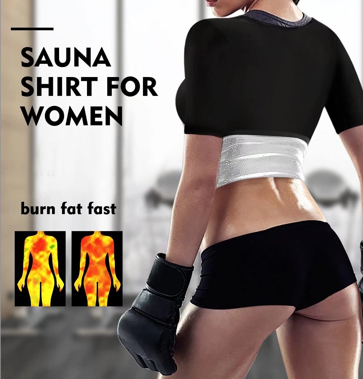 DYUAI Sauna Shirt for Women Sauna Suit for Women Waist Trainer Sauna Sweat Vest Workout Body Shaper Zipper(6005-07-S)