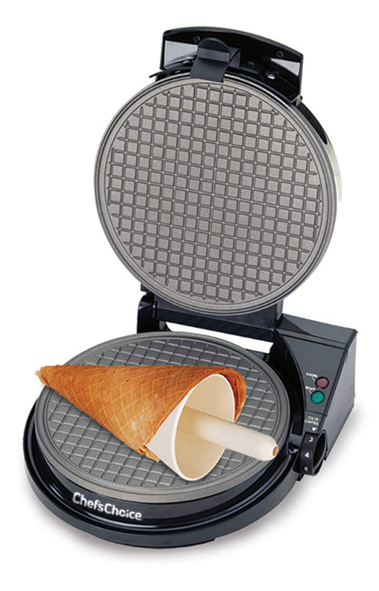 Chef’sChoice Ice Cream Cone Maker WaffleCone Express With Nonstick Heating Plates Instant Heat Recovery Creates Delicious Homemade Sugar and Waffle Cones Easy to Clean, 1050-Watts, Silver