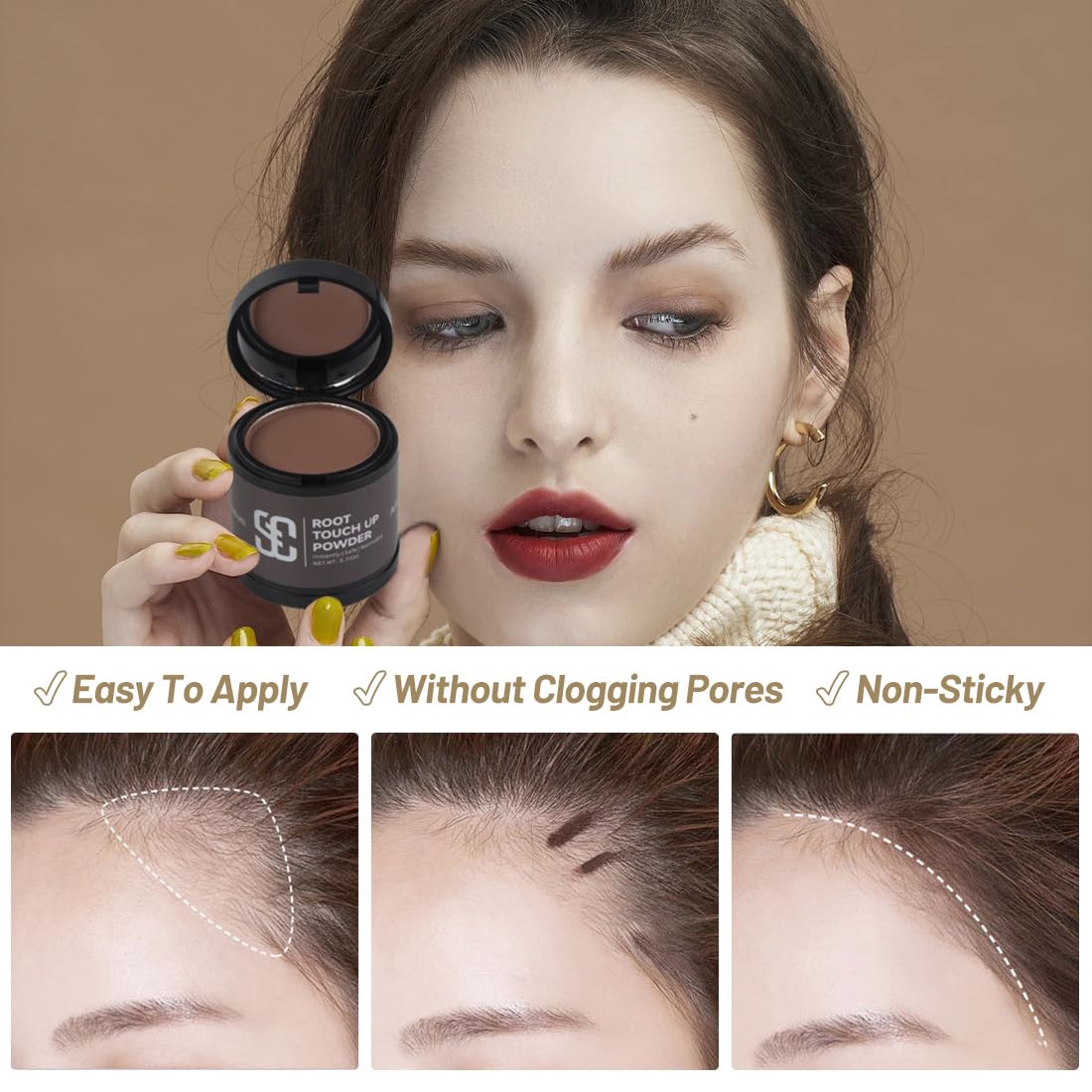 SOVONCARE Instantly Hairline Powder-Maycheer Conceals Gray Hair Loss Shadow Coverage Magic Color Root Touch Up for Women & Men Black 0.35 oz