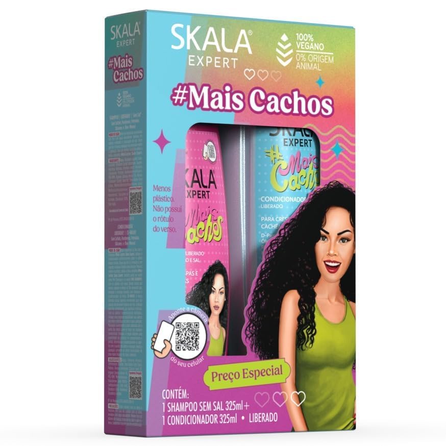 Skala Expert Mais Cachos Curl Cream 1000g + Shampoo & Conditioner 325ml Kit with Free Comb & Protein Treatment | Brazilian Viral Curly Hair Care for, Frizz-Free Curls + Color Care Packet Packet
