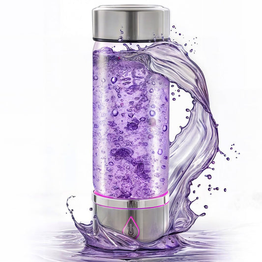 H3O Hydrogen Water Bottle - Hydrogen-Infused Water Machine with Built-in Purple Protective Light - Portable Water Ionizer for Hydration, Energy, Sleep Quality - 3000PPB Hydrogen Ions per Cycle