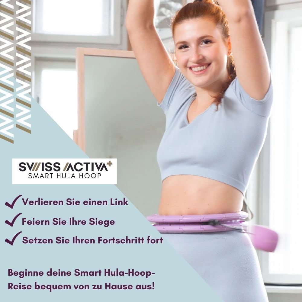 Swiss Activa+ S2 XXL Smart Hula Hoop Adult - Up to 47in for Plus Size XXL - Won't Fall Off - Weight Loss Hoop for Women - Smart Fitness Hula Hoop with Weight